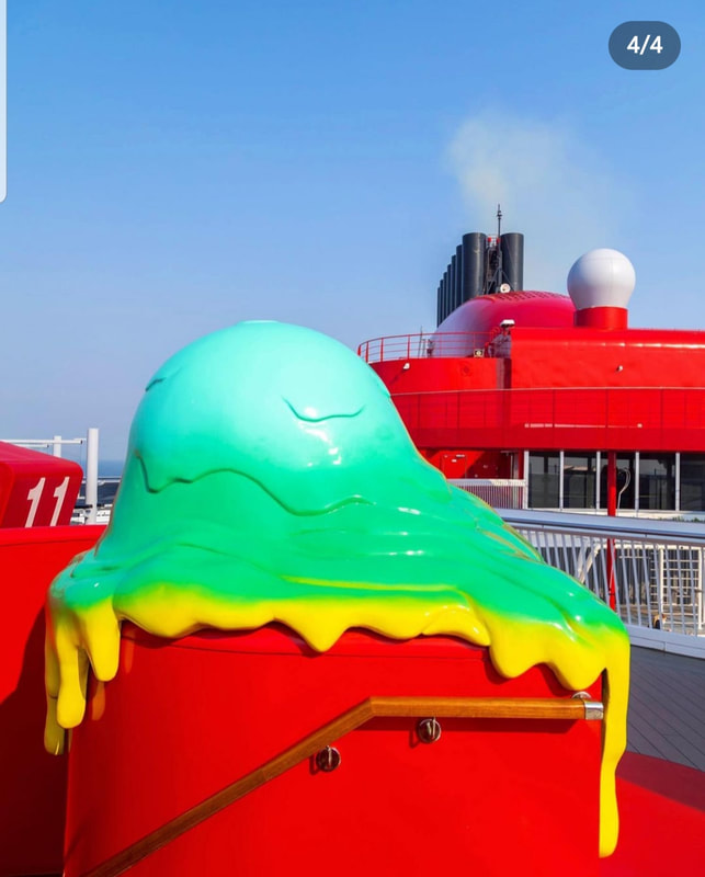 Virgin Cruise Ship Valiant Lady top deck artwork by Dan Lam